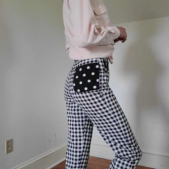 EMANUELLE - High waisted checkered/ polka dot jeans - Picture 4 of 15